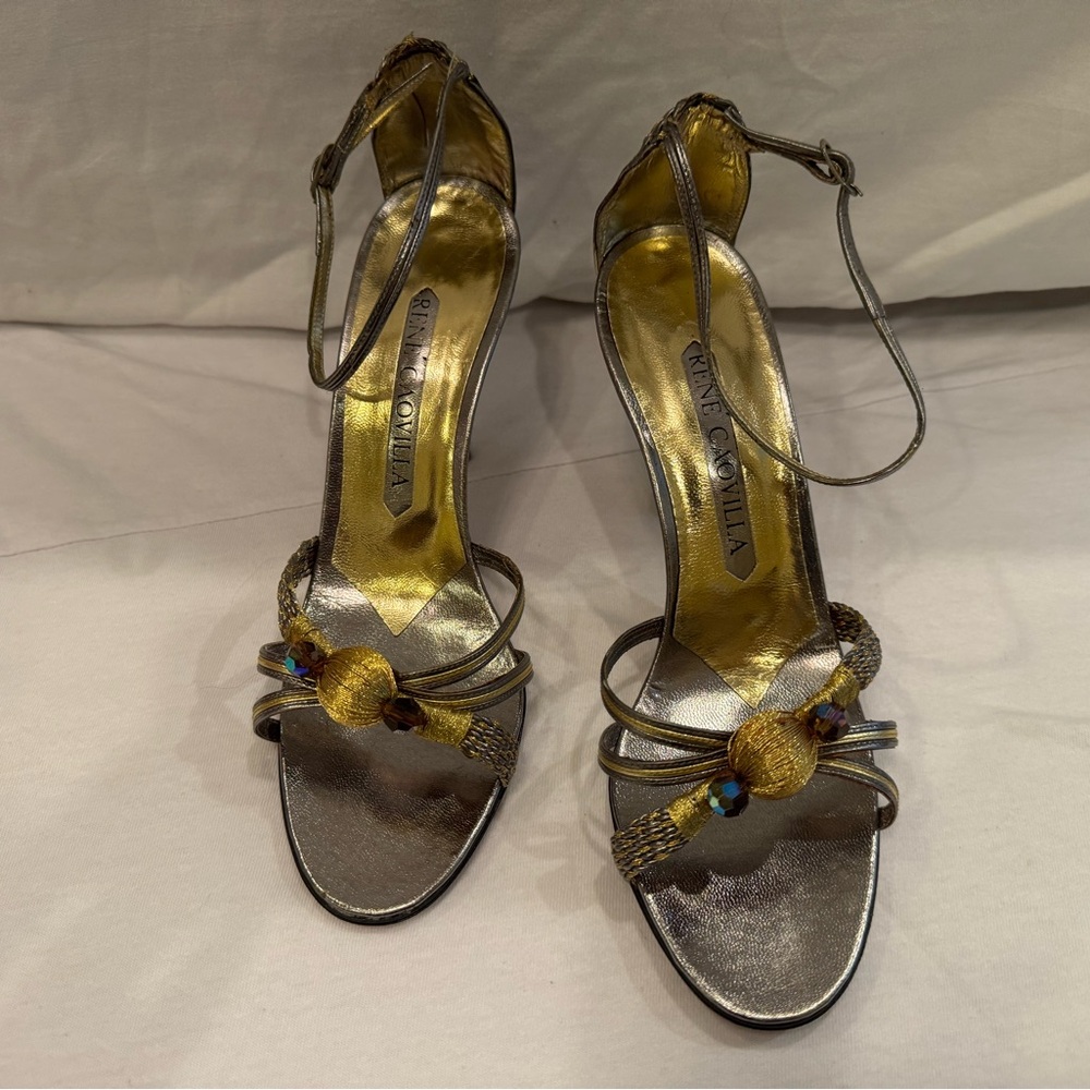 Rene Caovilla Elegant Silver and Gold Women's Heels
